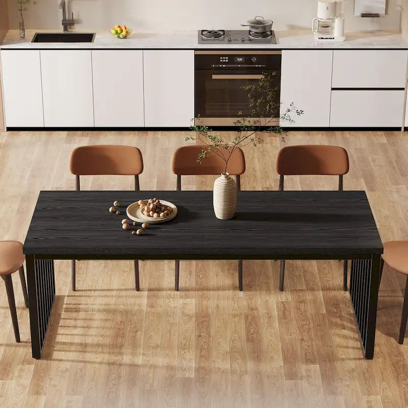 Tavolo da pranzo da 78.7 pollici per 6-8 persone, tavolo da pranzo in legno per la sala da pranzo