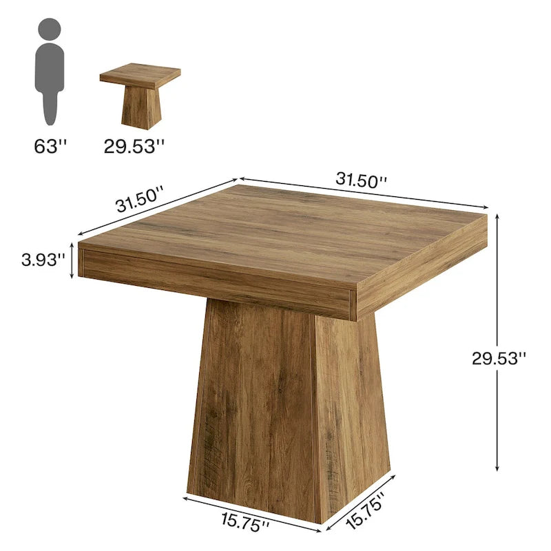 Vierkante eettafel van 31.5 inch, houten keukentafel, kleine eettafel, eettafel in boerderijstijl