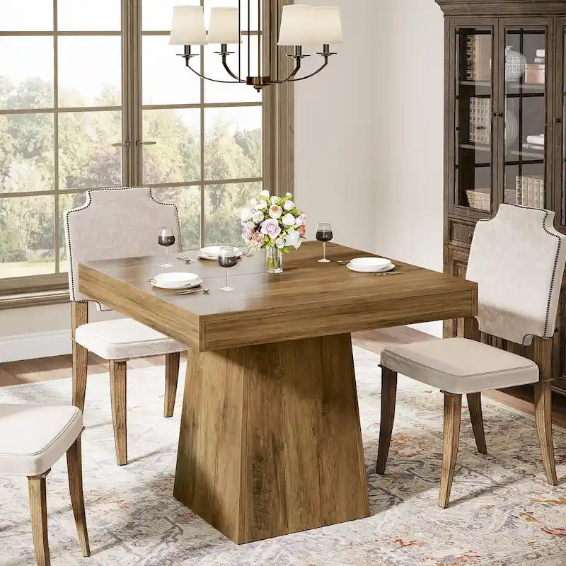 Vierkante eettafel van 31.5 inch, houten keukentafel, kleine eettafel, eettafel in boerderijstijl