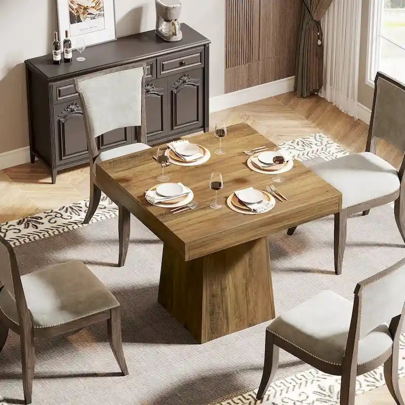 Vierkante eettafel van 31.5 inch, houten keukentafel, kleine eettafel, eettafel in boerderijstijl
