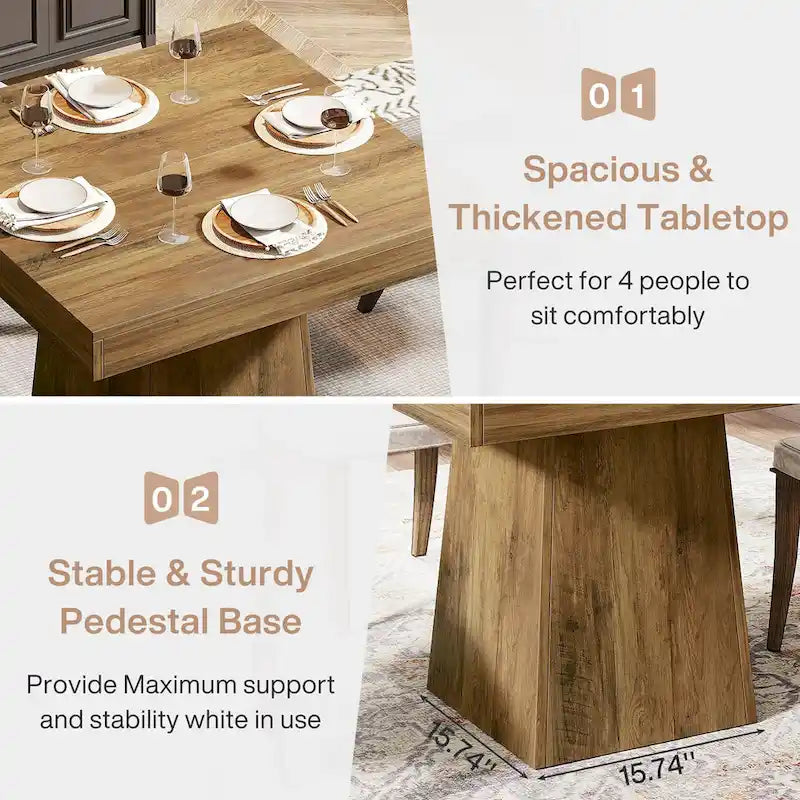 Vierkante eettafel van 31.5 inch, houten keukentafel, kleine eettafel, eettafel in boerderijstijl