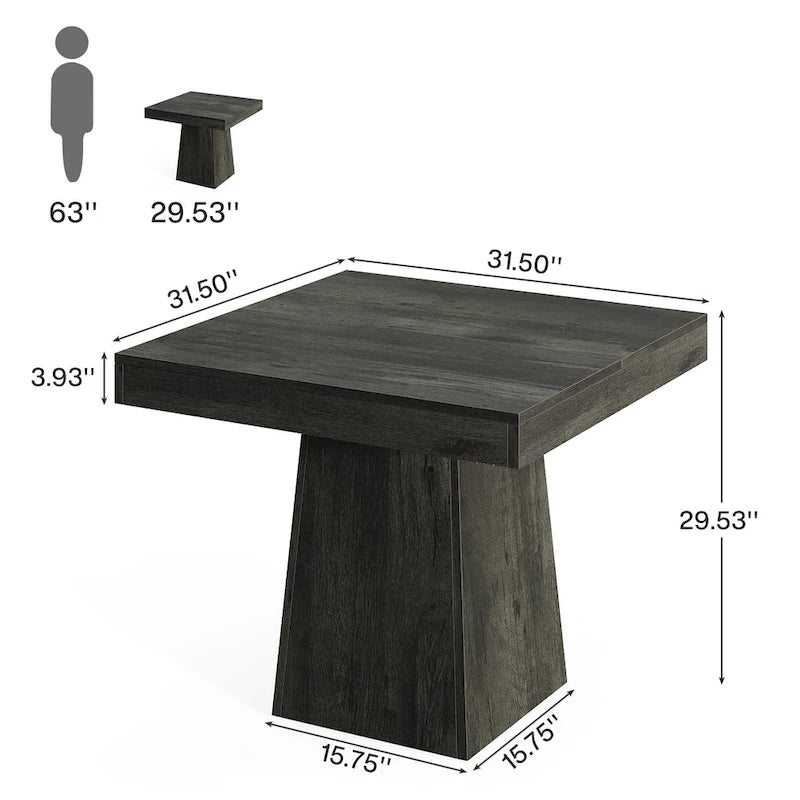 Vierkante eettafel van 31.5 inch, houten keukentafel, kleine eettafel, eettafel in boerderijstijl