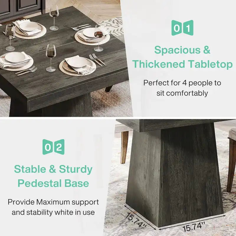 Vierkante eettafel van 31.5 inch, houten keukentafel, kleine eettafel, eettafel in boerderijstijl