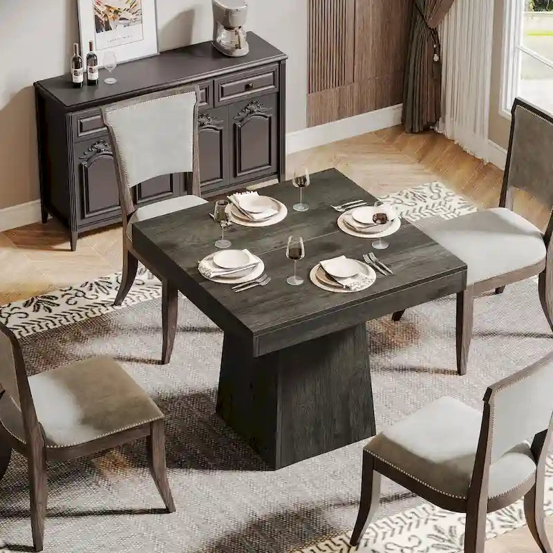 Vierkante eettafel van 31.5 inch, houten keukentafel, kleine eettafel, eettafel in boerderijstijl