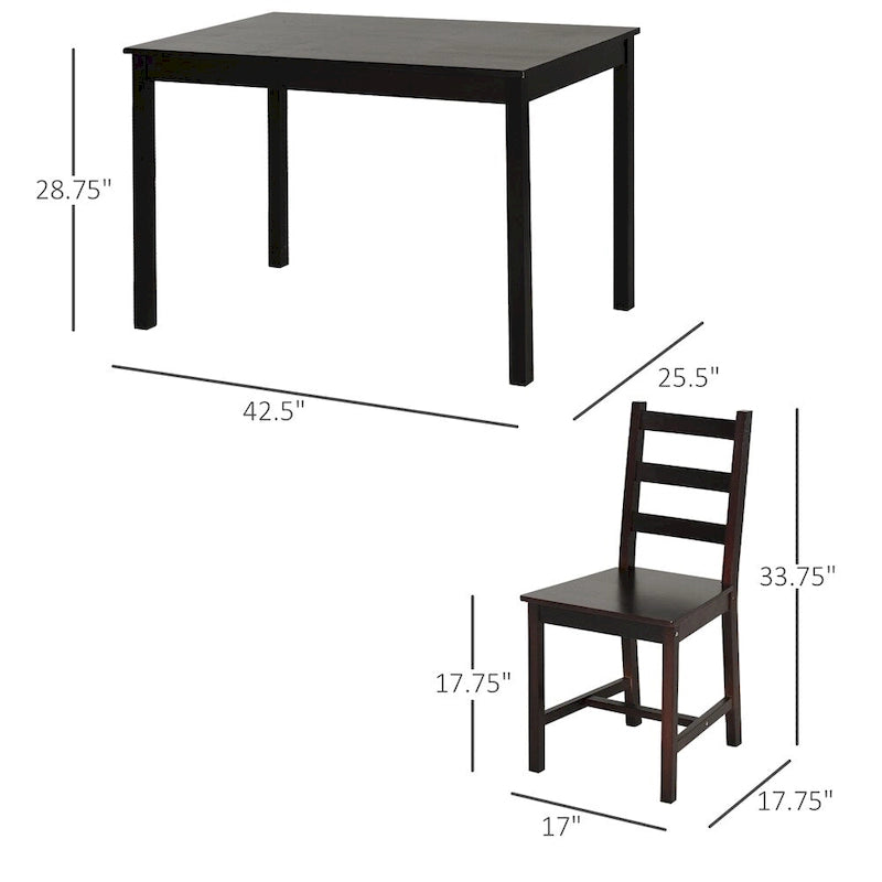 Ensemble de table de salle à manger en bois 5 pièces avec table de cuisine et chaises