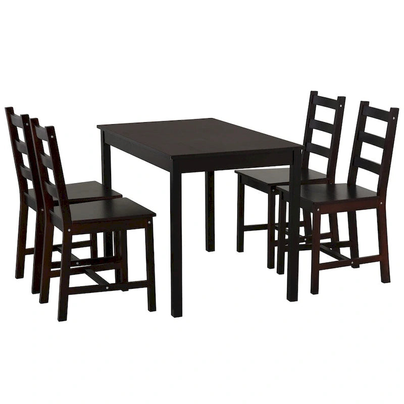 Ensemble de table de salle à manger en bois 5 pièces avec table de cuisine et chaises