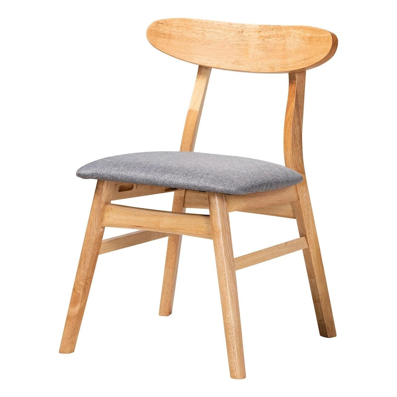 Set da pranzo da 5 pezzi Norwin in stile metà secolo, con tessuto grigio e legno con finitura marrone naturale