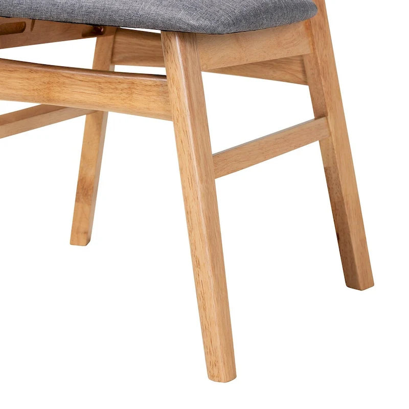 Set da pranzo da 5 pezzi Norwin in stile metà secolo, con tessuto grigio e legno con finitura marrone naturale