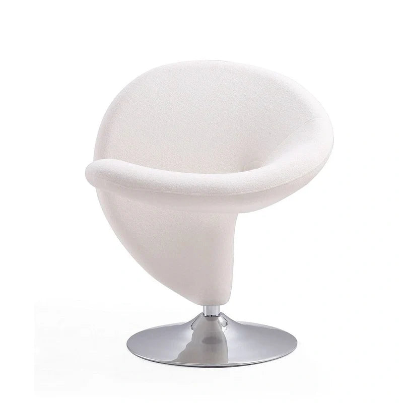 Poltrona girevole d'accento Manhattan Comfort Curl in misto lana e cromo (set da 2)