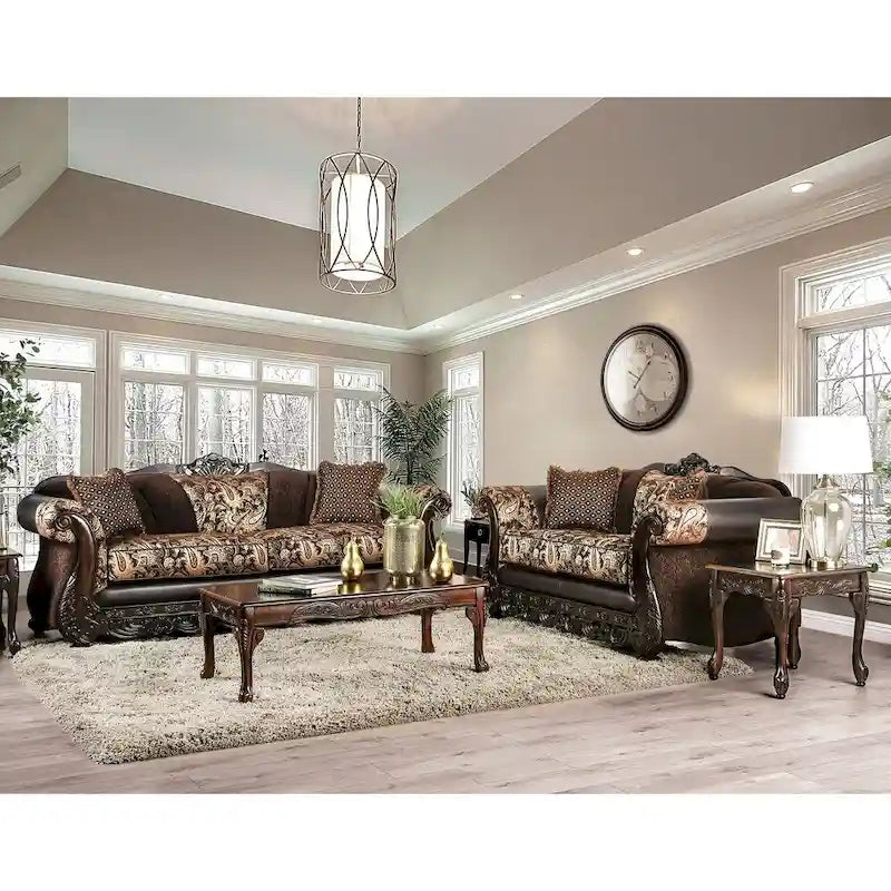 Gracewood Hollow Dayaram traditionelles 2-teiliges Wohnzimmer-Set in Braun