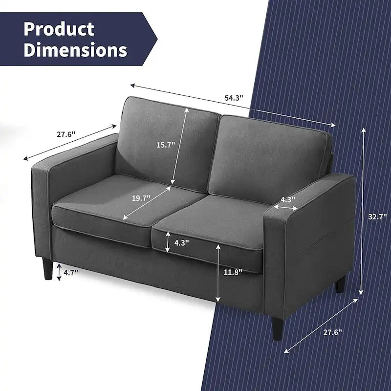 Modernes Zweisitzersofa aus Stoff von Mixoy mit Armlehnentaschen – N/A