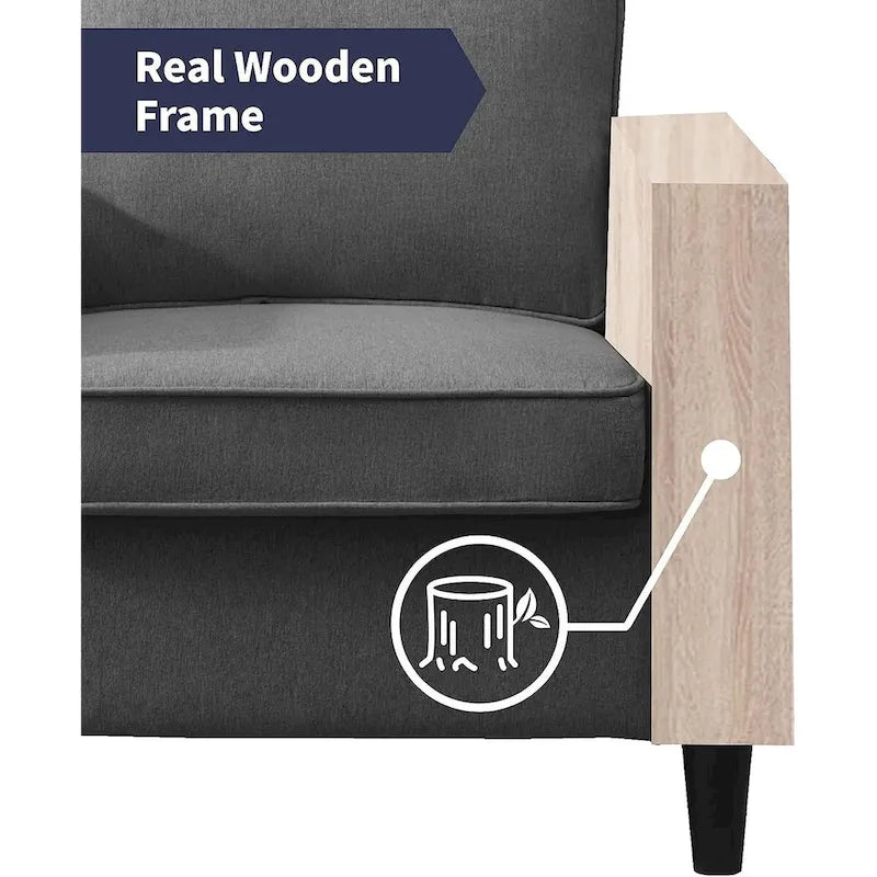 Modernes Zweisitzersofa aus Stoff von Mixoy mit Armlehnentaschen – N/A
