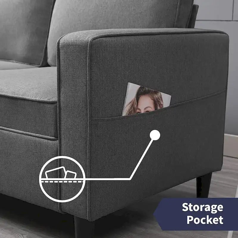 Modernes Zweisitzersofa aus Stoff von Mixoy mit Armlehnentaschen – N/A