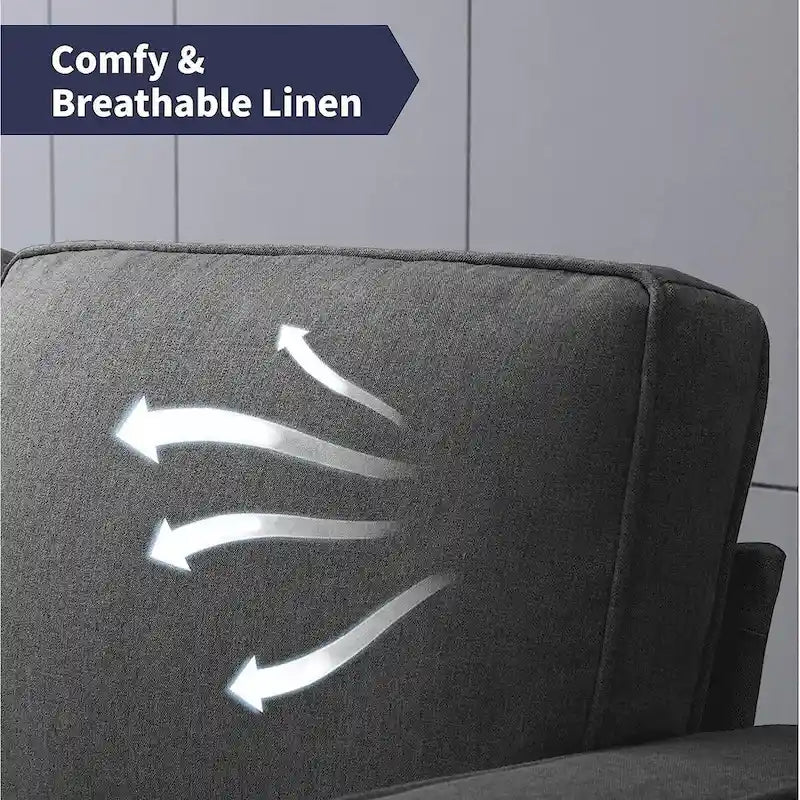 Modernes Zweisitzersofa aus Stoff von Mixoy mit Armlehnentaschen – N/A