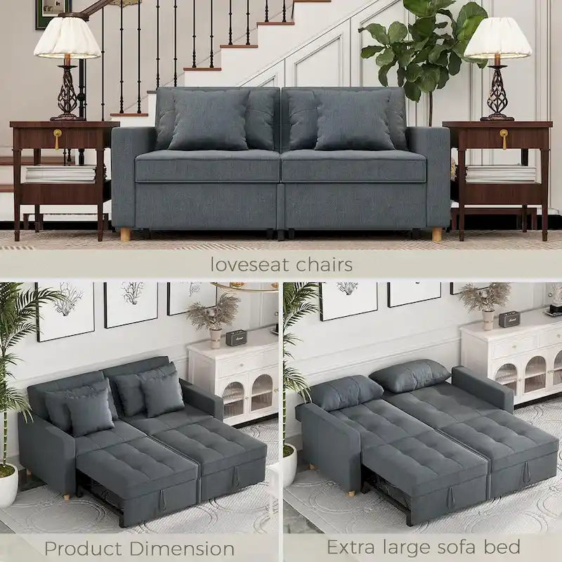 AECOJOY 3-in-1-Schlafsofa, Doppelschlafsessel und Schlafstuhl