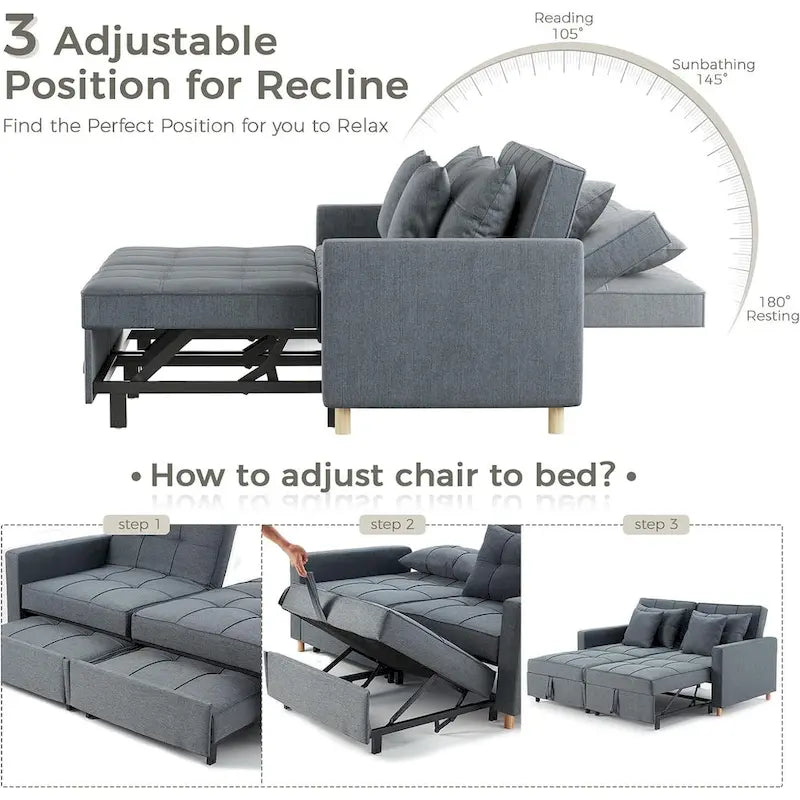 AECOJOY 3-in-1-Schlafsofa, Doppelschlafsessel und Schlafstuhl