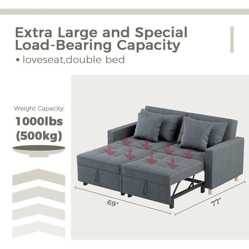 AECOJOY 3-in-1-Schlafsofa, Doppelschlafsessel und Schlafstuhl