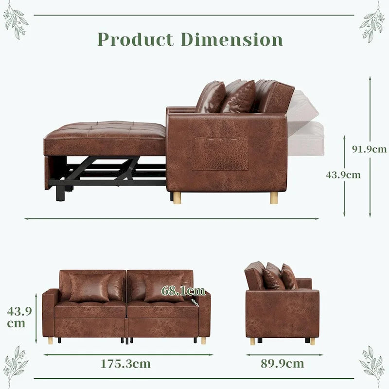 AECOJOY 3-in-1-Schlafsofa, Doppelschlafsessel und Schlafstuhl