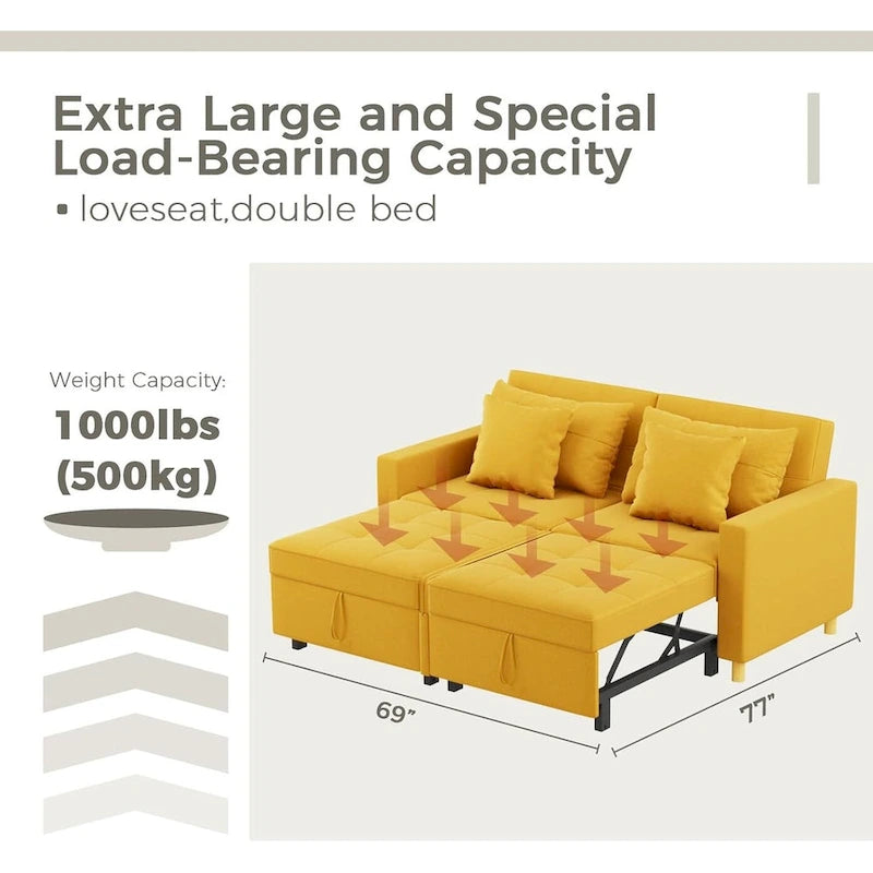 AECOJOY 3-in-1-Schlafsofa, Doppelschlafsessel und Schlafstuhl