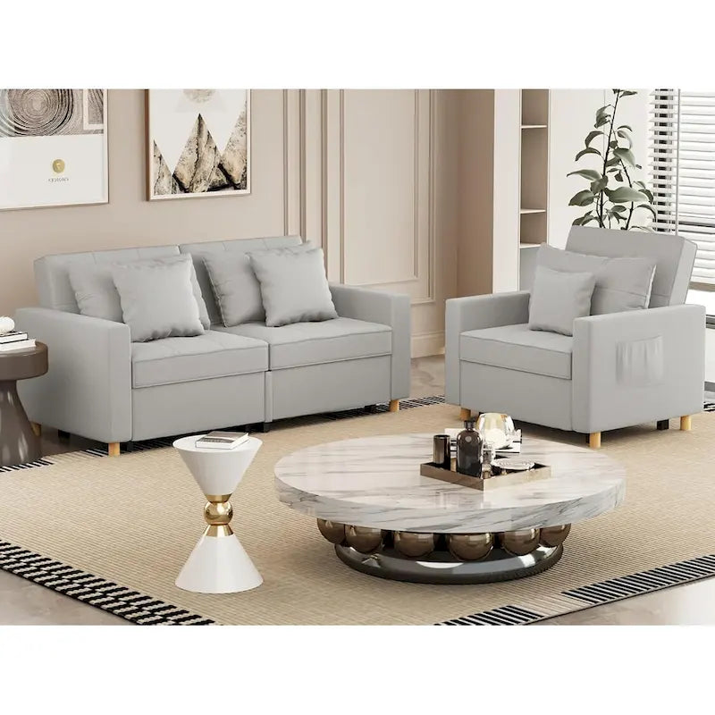 AECOJOY 3-in-1-Schlafsofa, Doppelschlafsessel und Schlafstuhl