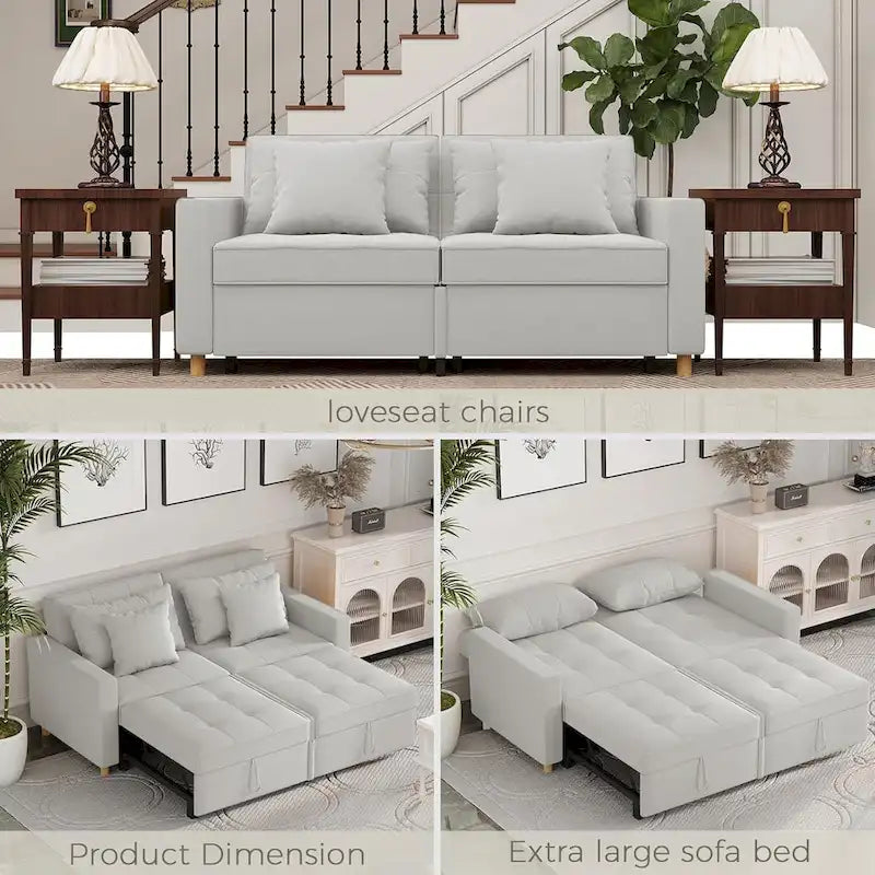 AECOJOY 3-in-1-Schlafsofa, Doppelschlafsessel und Schlafstuhl