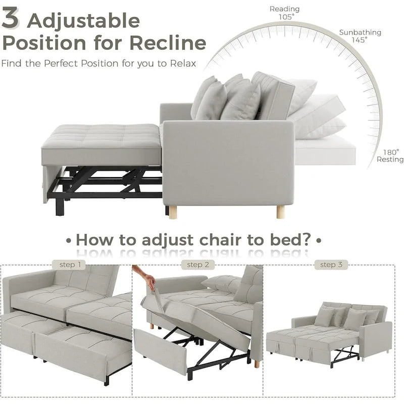 AECOJOY 3-in-1-Schlafsofa, Doppelschlafsessel und Schlafstuhl