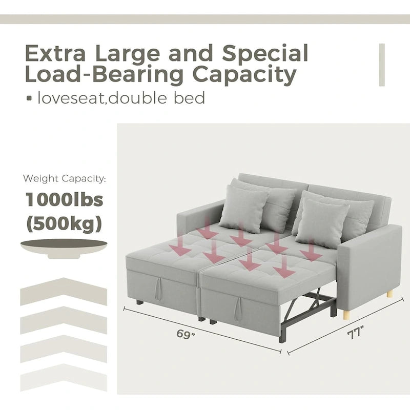 AECOJOY 3-in-1-Schlafsofa, Doppelschlafsessel und Schlafstuhl