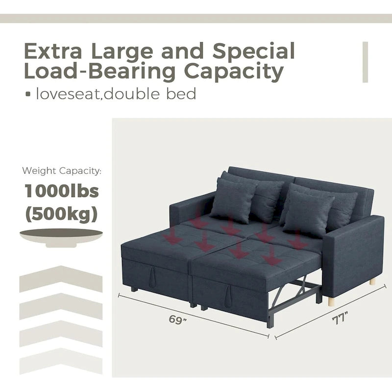 AECOJOY 3-in-1-Schlafsofa, Doppelschlafsessel und Schlafstuhl