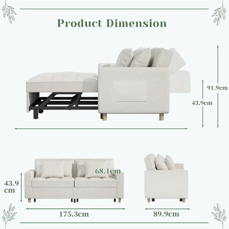 AECOJOY 3-in-1-Schlafsofa, Doppelschlafsessel und Schlafstuhl