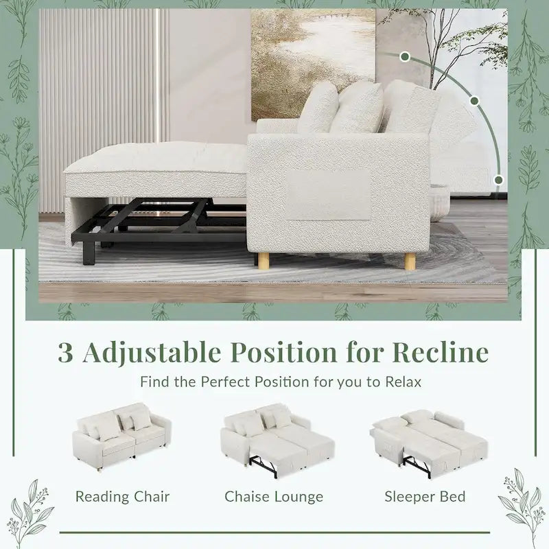 AECOJOY 3-in-1-Schlafsofa, Doppelschlafsessel und Schlafstuhl