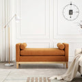 Elegante panca ottomana imbottita da 53.5 con gambe in legno e cuscini cilindrici