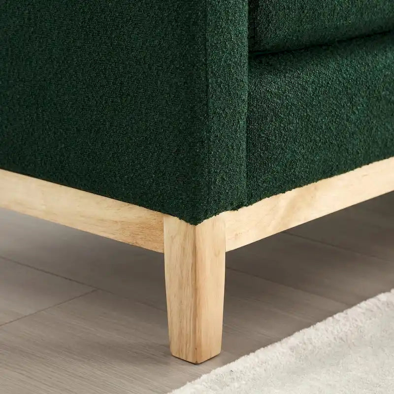 Elegante panca ottomana imbottita da 53.5 con gambe in legno e cuscini cilindrici
