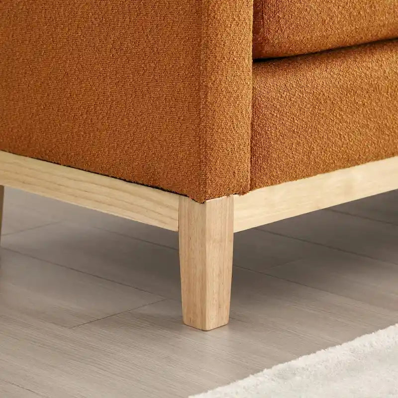 Elegante panca ottomana imbottita da 53.5 con gambe in legno e cuscini cilindrici