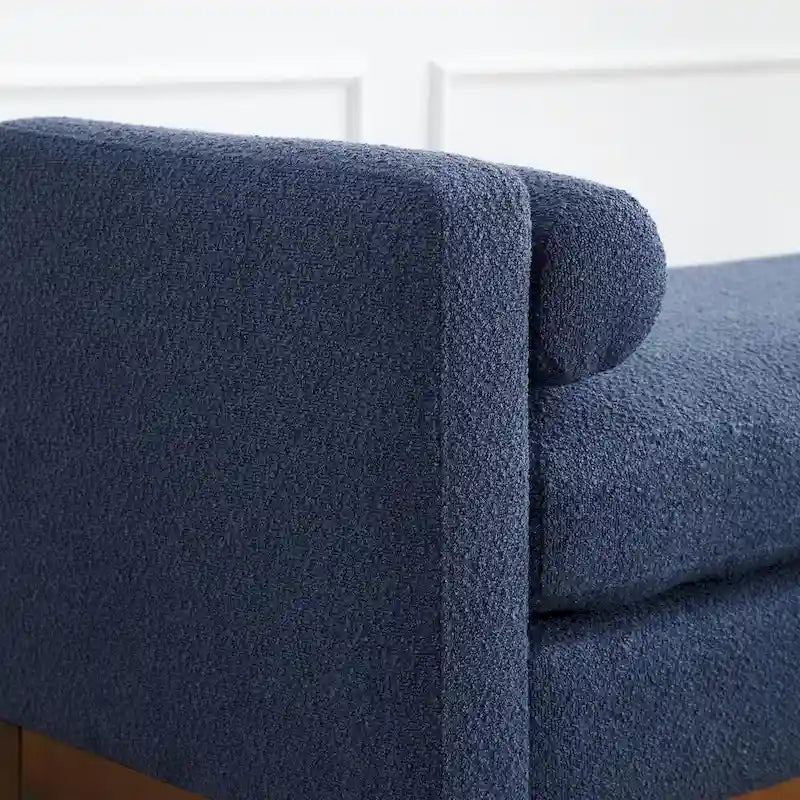 Elegante panca ottomana imbottita da 53.5 con gambe in legno e cuscini cilindrici