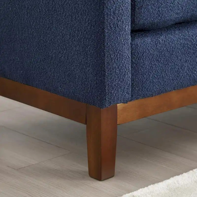 Elegante panca ottomana imbottita da 53.5 con gambe in legno e cuscini cilindrici