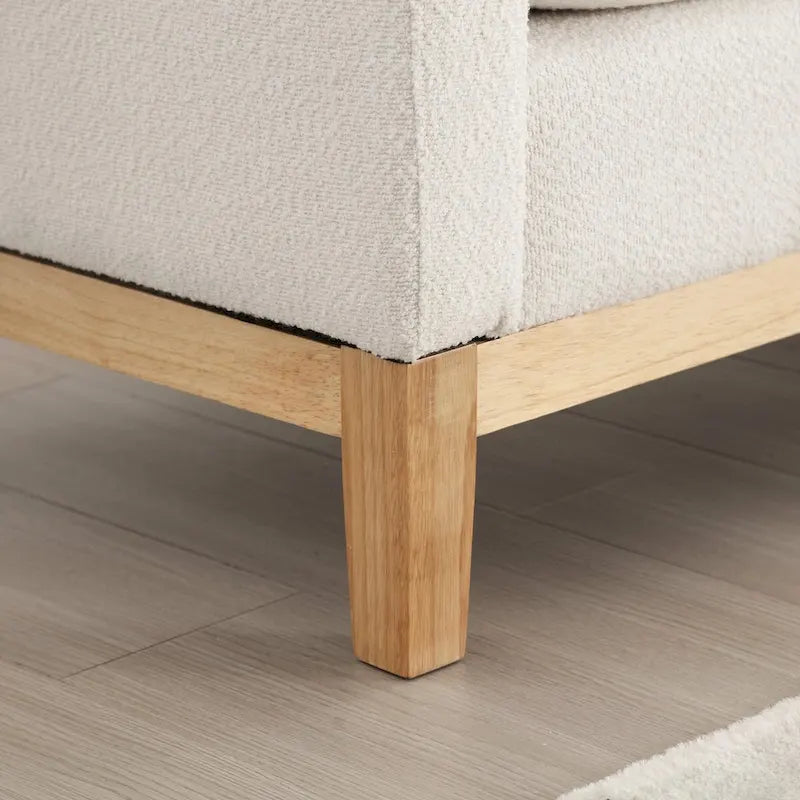 Elegante panca ottomana imbottita da 53.5 con gambe in legno e cuscini cilindrici