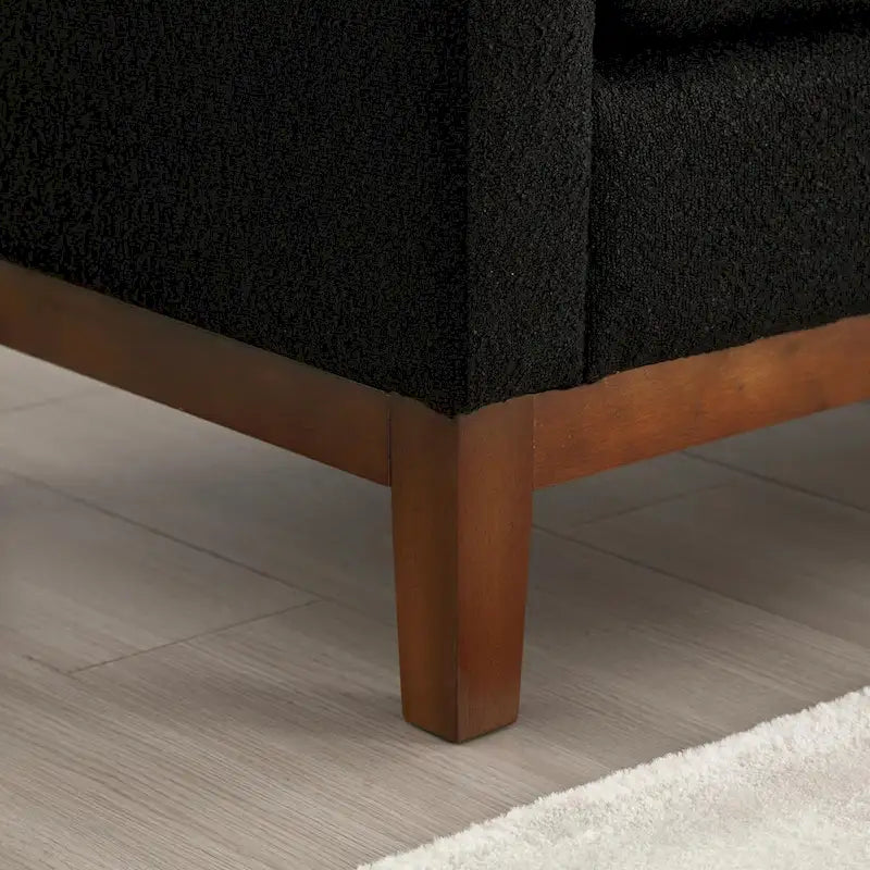 Elegante panca ottomana imbottita da 53.5 con gambe in legno e cuscini cilindrici