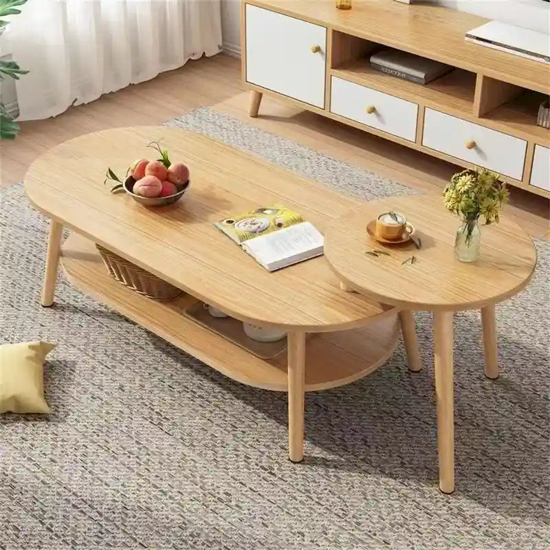 Ensemble de 2 tables basses ovales combinées pour balcon et salon, style moderne
