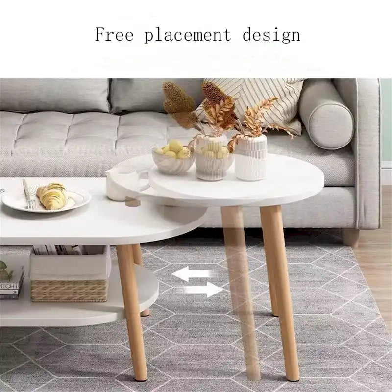 Ensemble de 2 tables basses ovales combinées pour balcon et salon, style moderne