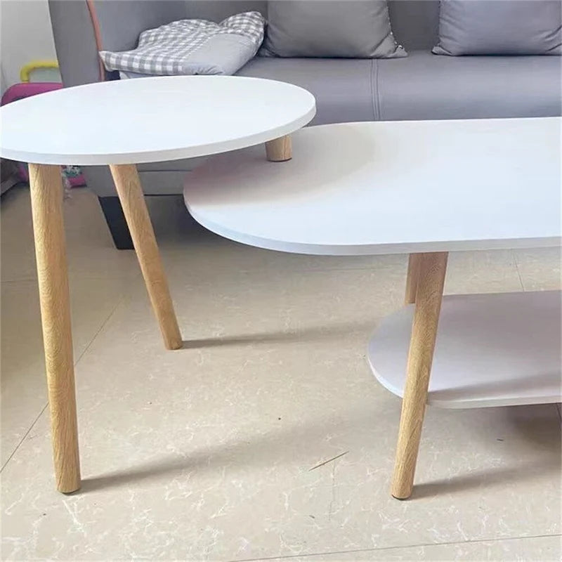 Ensemble de 2 tables basses ovales combinées pour balcon et salon, style moderne