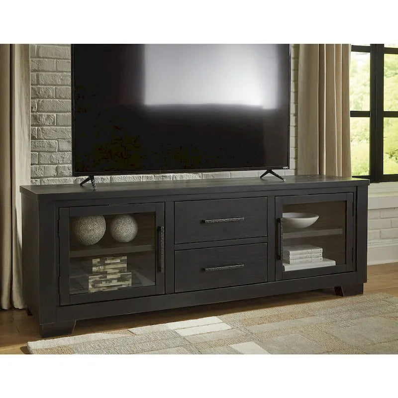Czarna szafka RTV Signature Design by Ashley Galliden 80 do telewizorów do 92 — 79.5 W x 20 D x 28.13 H