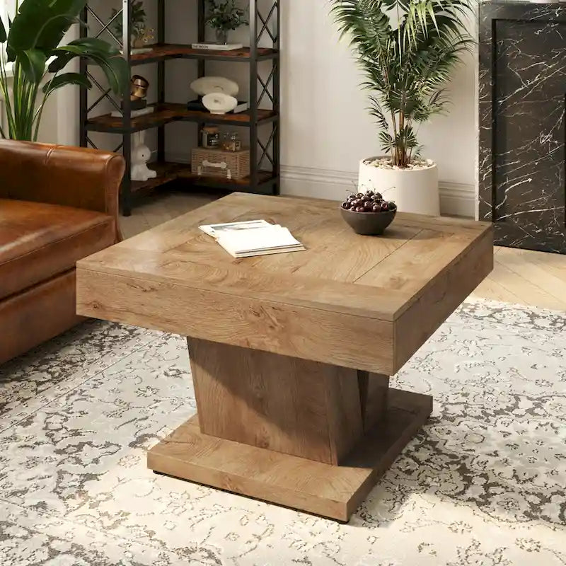 Table basse carrée en bois de 31.5 pouces, table centrale à cocktails ou à thé