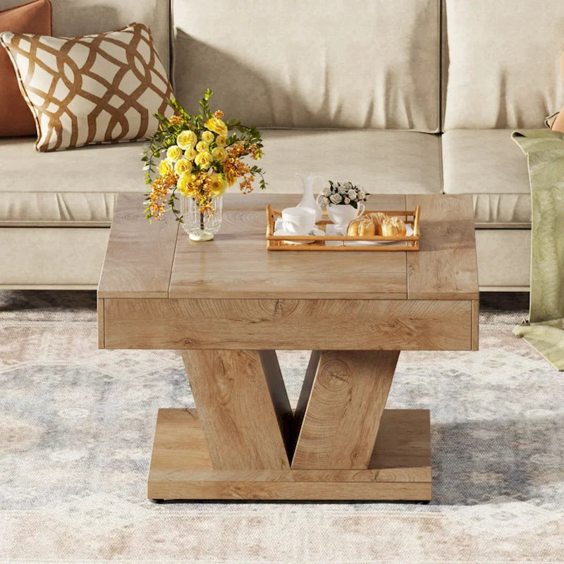Table basse carrée en bois de 31.5 pouces, table centrale à cocktails ou à thé