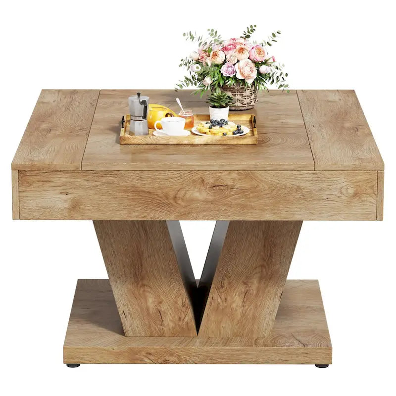 Table basse carrée en bois de 31.5 pouces, table centrale à cocktails ou à thé