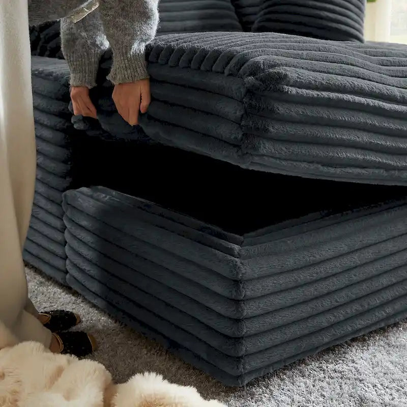 Moderni kahden hengen vuodesohva, mukava Cloud Couch -päivävuode pehmeällä pörröisellä vakosamettiverhoilulla