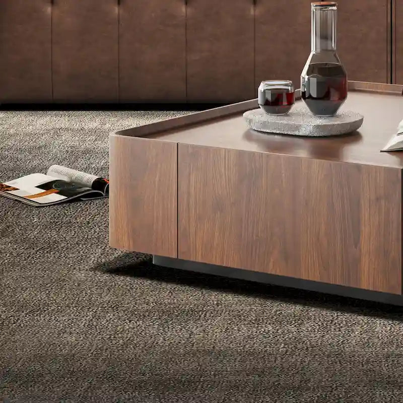 Table basse carrée moderne en bois au style moderne du milieu du siècle avec tiroirs
