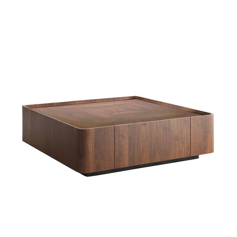 Table basse carrée moderne en bois au style moderne du milieu du siècle avec tiroirs