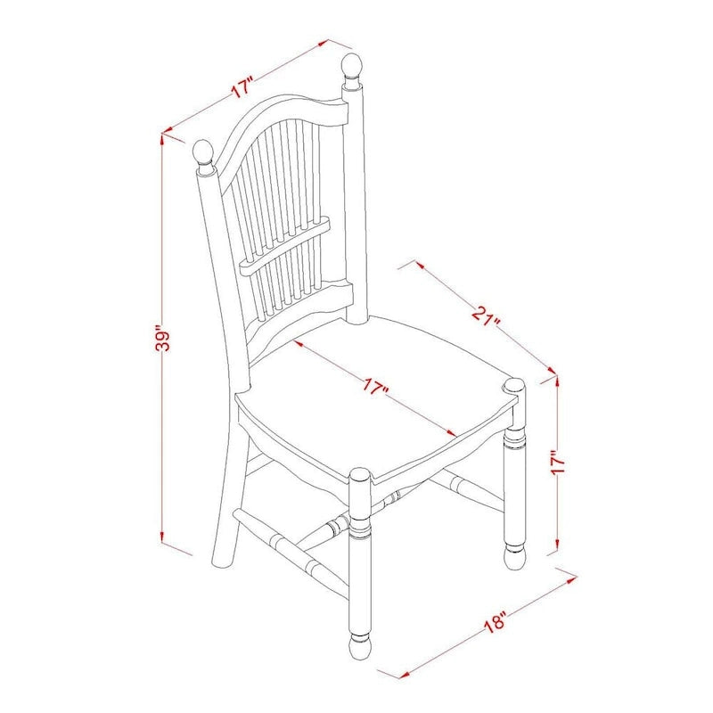 East West Furniture étkezőasztal-garnitúra – téglalap alakú konyhaasztal és étkezőszékek – mahagóni (darabváltozatok)