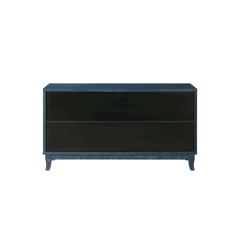 Roomfitters handgefertigtes Premium-Maserungs-Paneel, Rattan-Sideboard und Buffettschrank, Akzent-Aufbewahrungsschrank, Marineblau – N/A