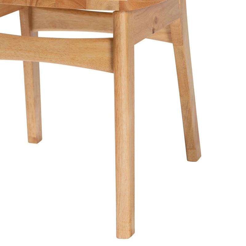 Nenet Esszimmerstuhl-Set aus 2 Stühlen im Mid-Century-Modern-Stil, Eichenholz mit brauner Oberfläche und Rattan